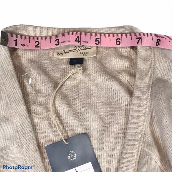Universal Thread Womens Size Large Henley Top Long-Sleeve Oatmeal Heather New - Picture 7 of 12